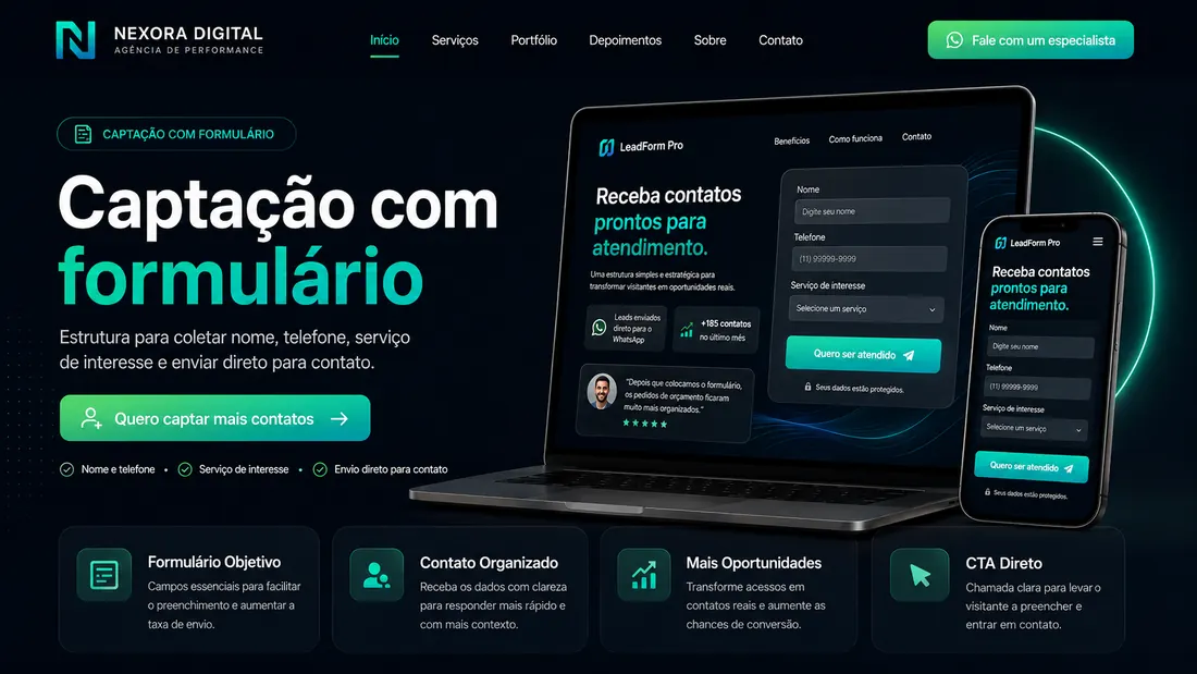 Prévia de captação com formulário