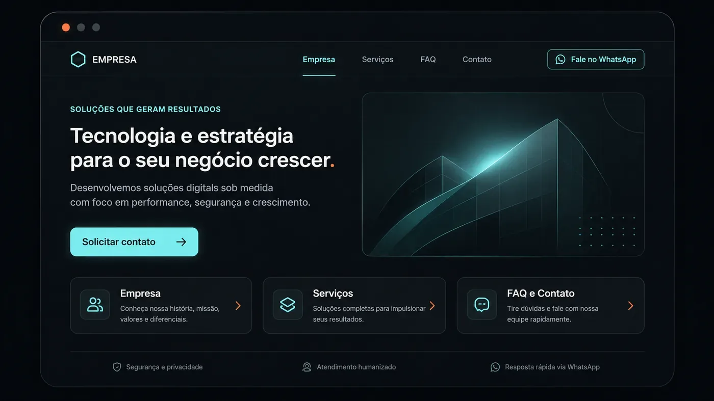 Exemplo visual de site institucional criado pela Reset Digital